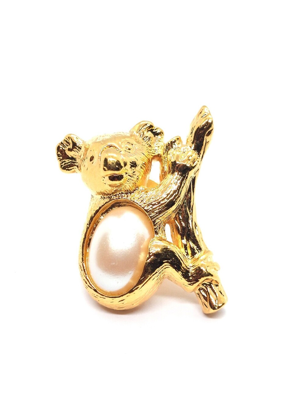 Avon Koala Pin Gold Pearl Belly Animal Australia Wildlife Vintage Brooch